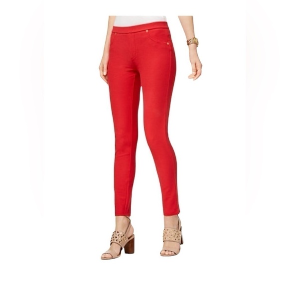 New! Size XL Michael Kors MK Stretch Twill Red Pull On Leggings - Picture 1 of 14